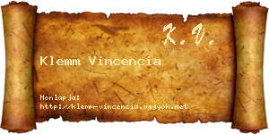 Klemm Vincencia névjegykártya